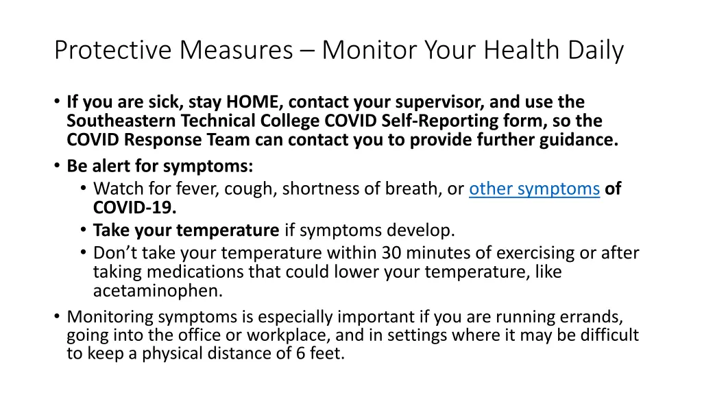 protective measures monitor your health daily