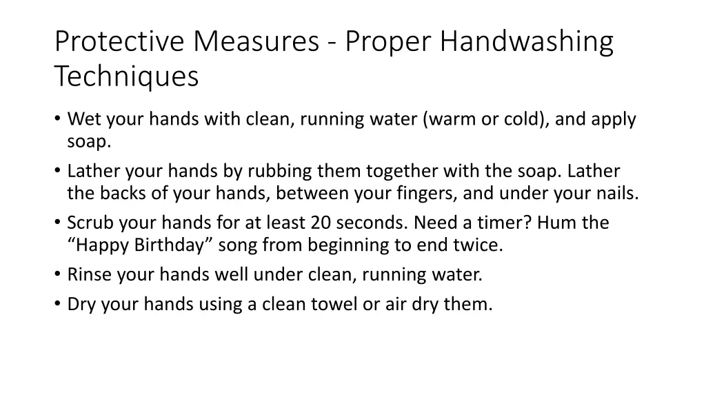 protective measures proper handwashing techniques