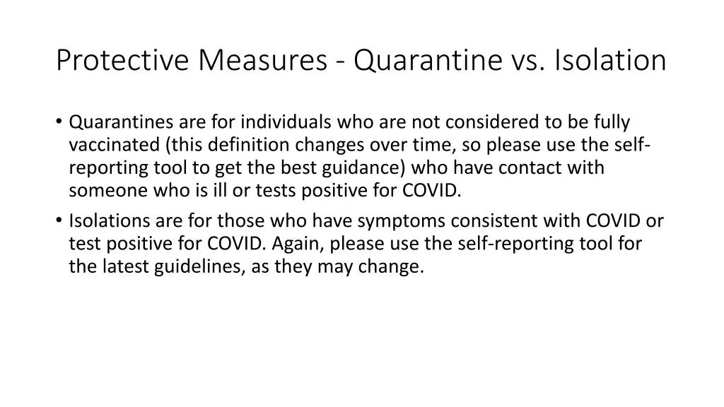 protective measures quarantine vs isolation
