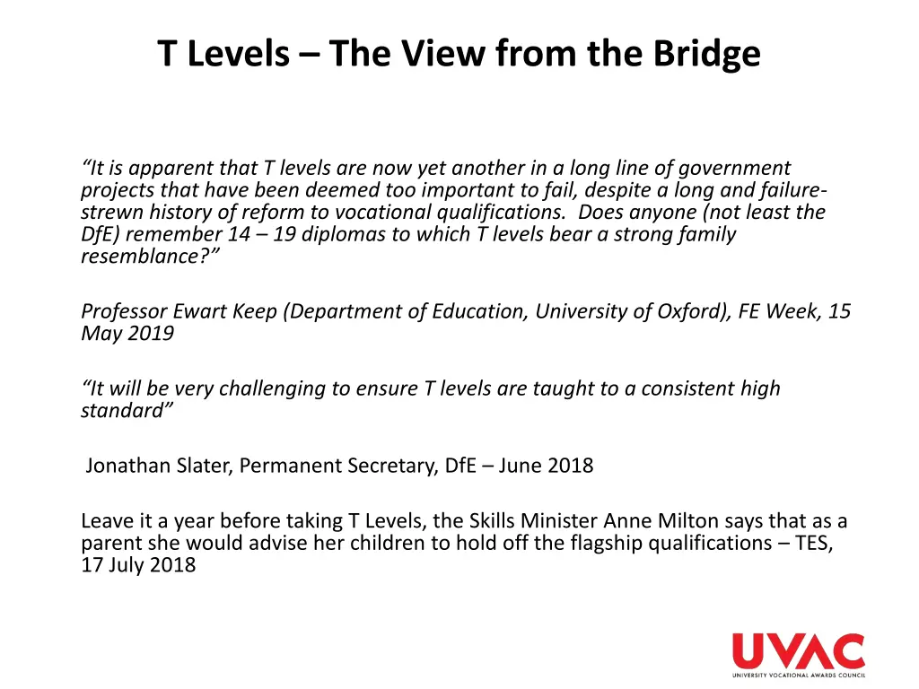t levels the view from the bridge