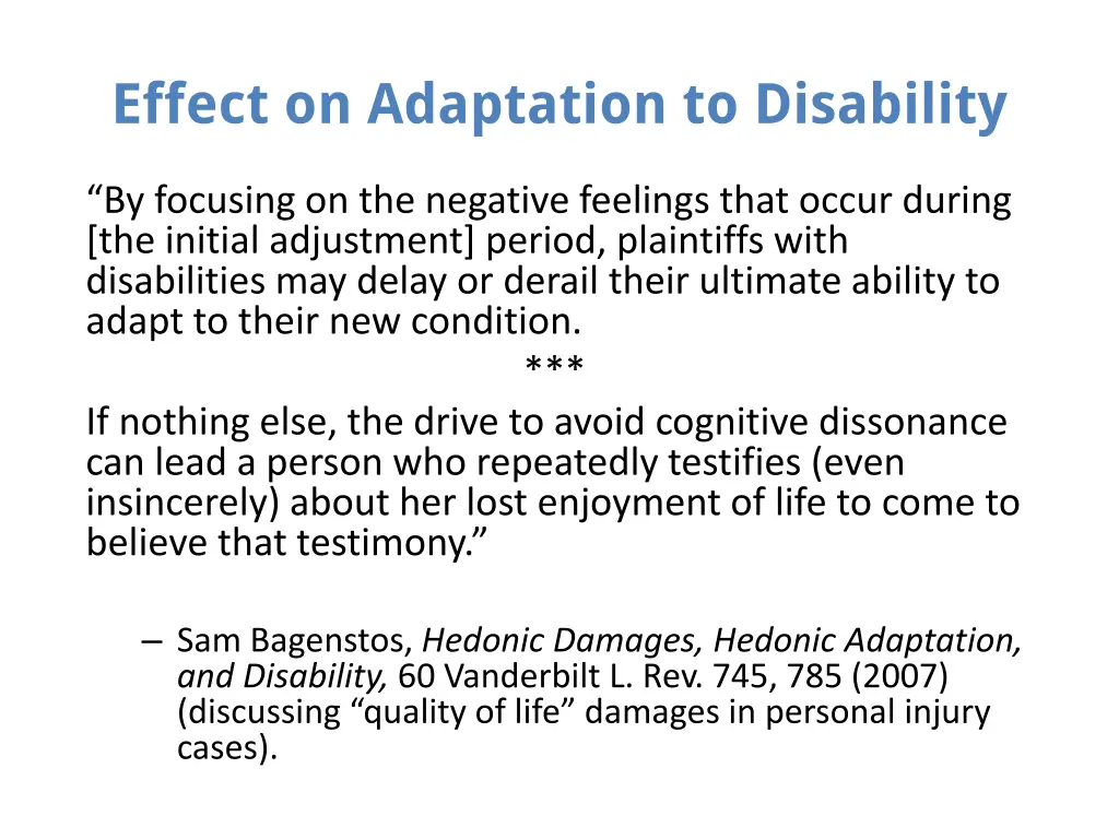 effect on adaptation to disability