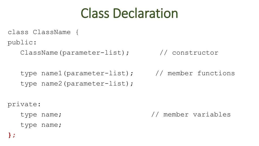 class declaration class declaration