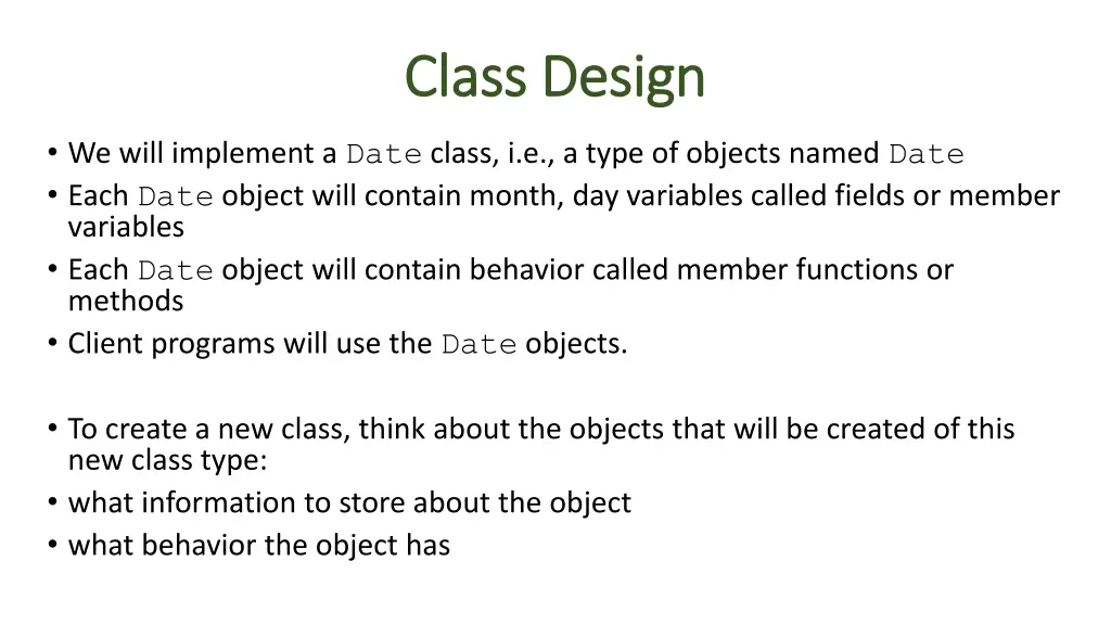 class design class design