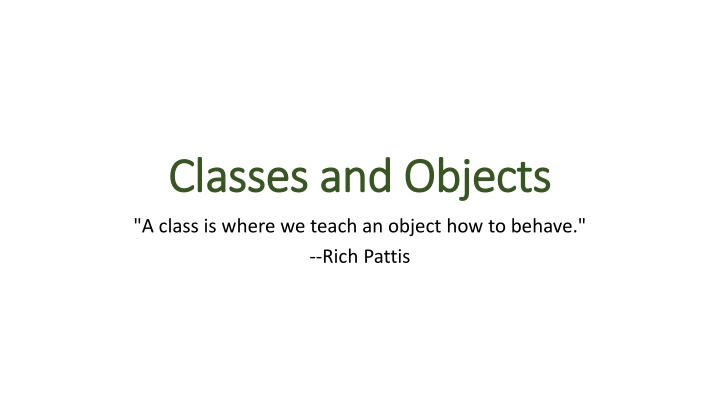 classes and objects classes and objects