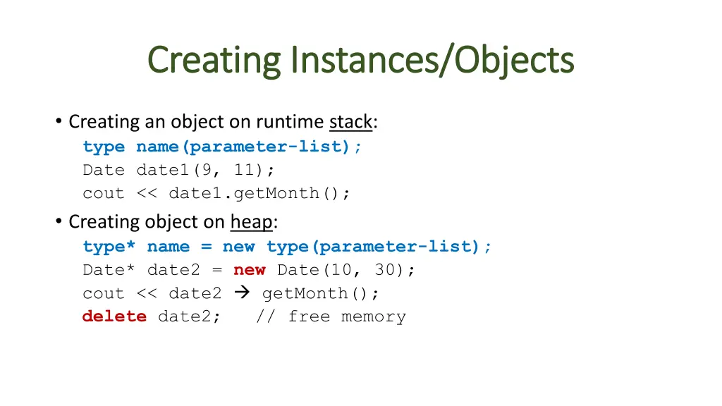 creating instances objects creating instances