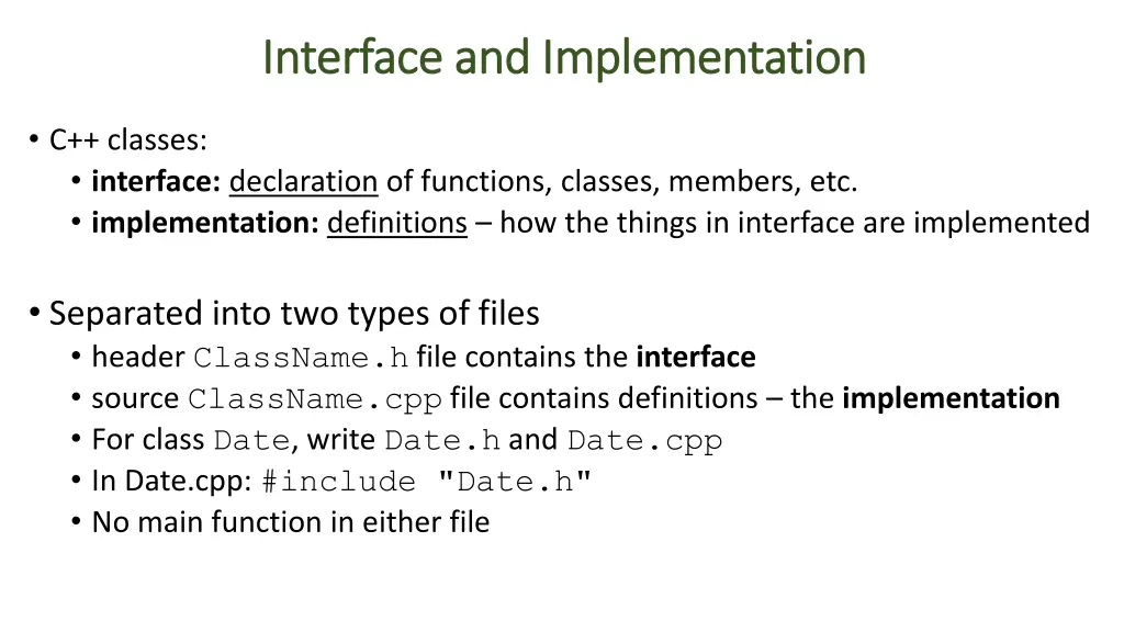 interface and implementation interface