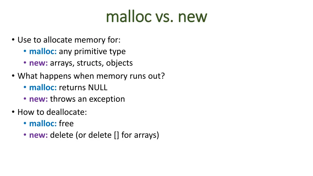 malloc vs new malloc vs new