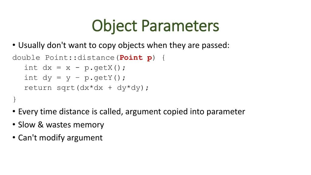 object parameters object parameters