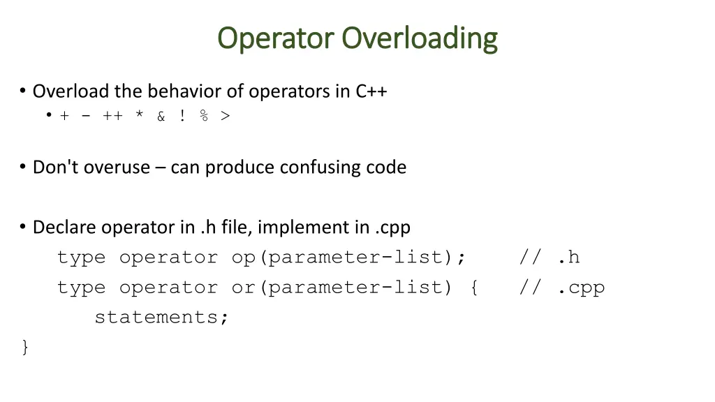 operator overloading operator overloading
