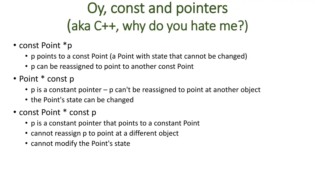 oy const and pointers oy const and pointers
