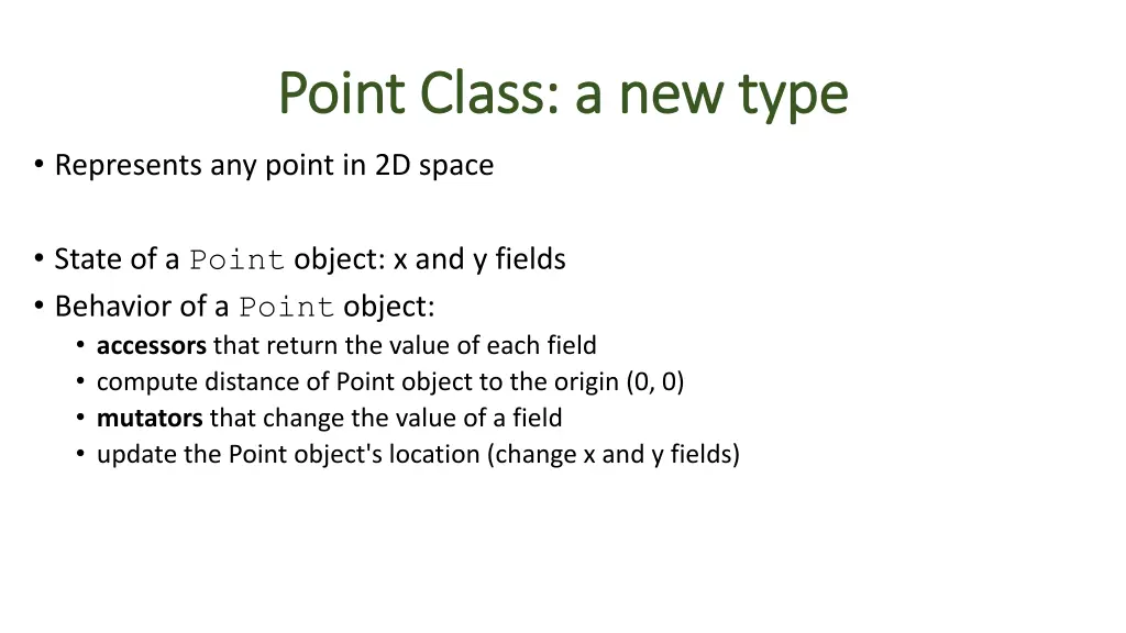point class a new type point class a new type