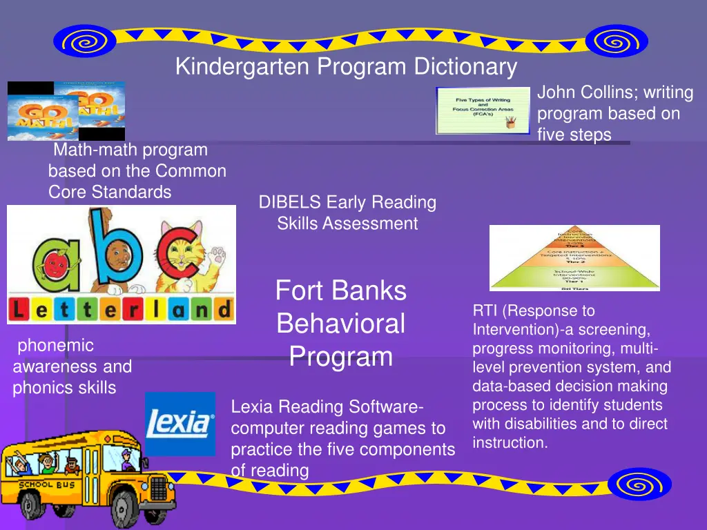 kindergarten program dictionary