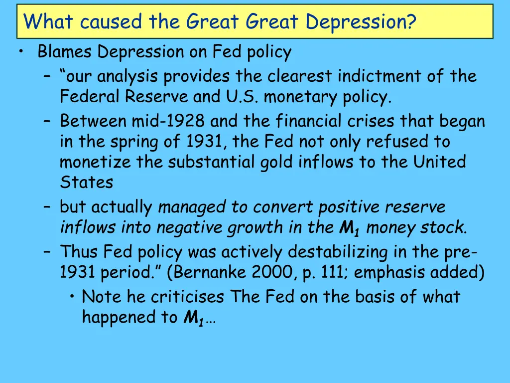 what caused the great great depression blames