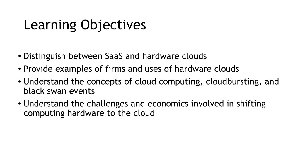learning objectives 1