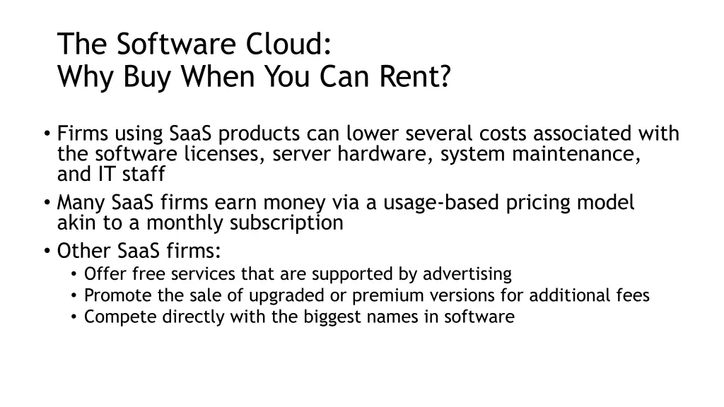 the software cloud why buy when you can rent