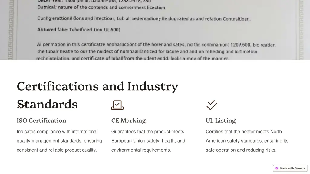 certifications and industry standards