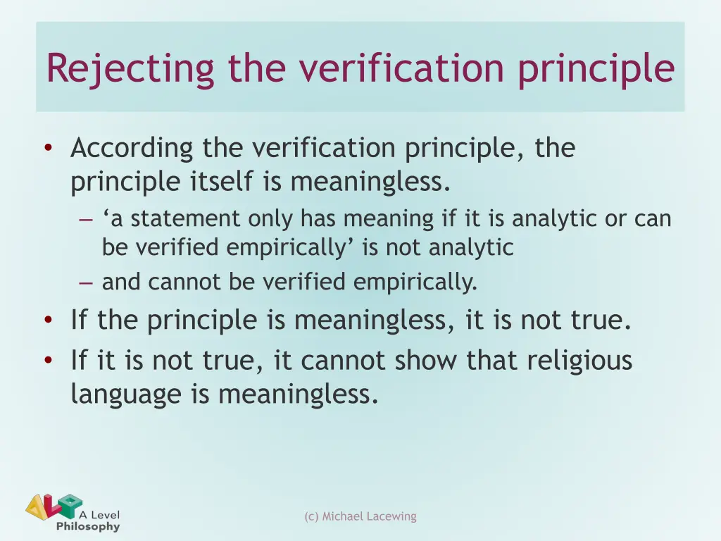 rejecting the verification principle