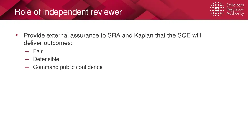 role of independent reviewer