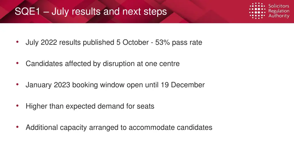 sqe1 july results and next steps