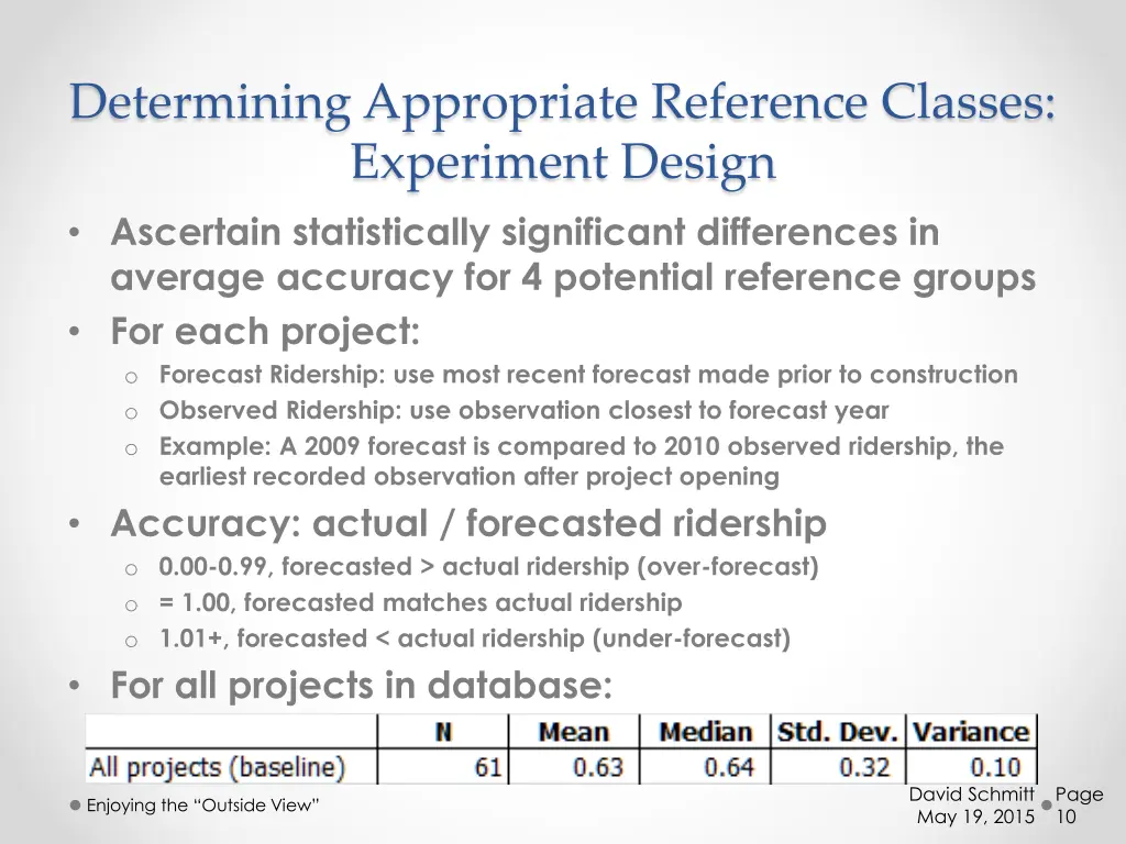 determining appropriate reference classes