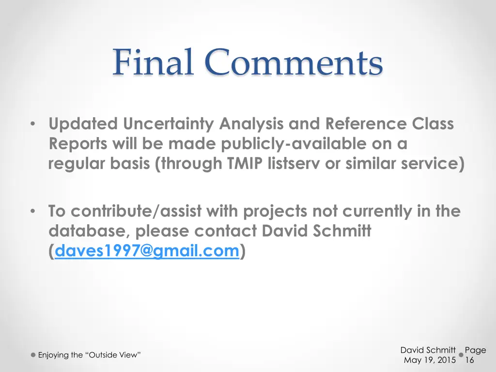 final comments