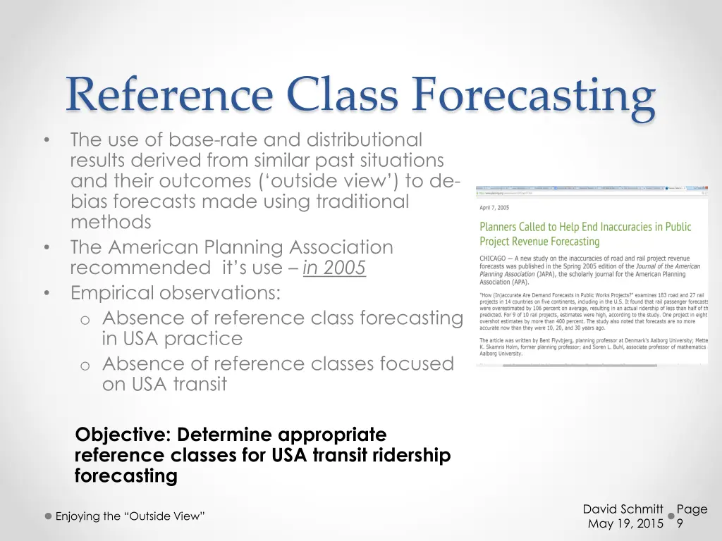 reference class forecasting the use of base rate