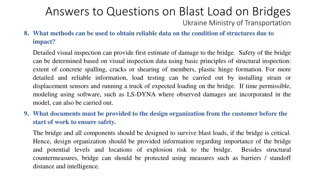 answers to questions on blast load on bridges 4