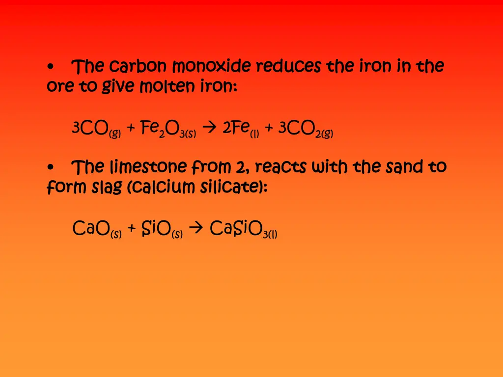 ore to give molten iron ore to give molten iron