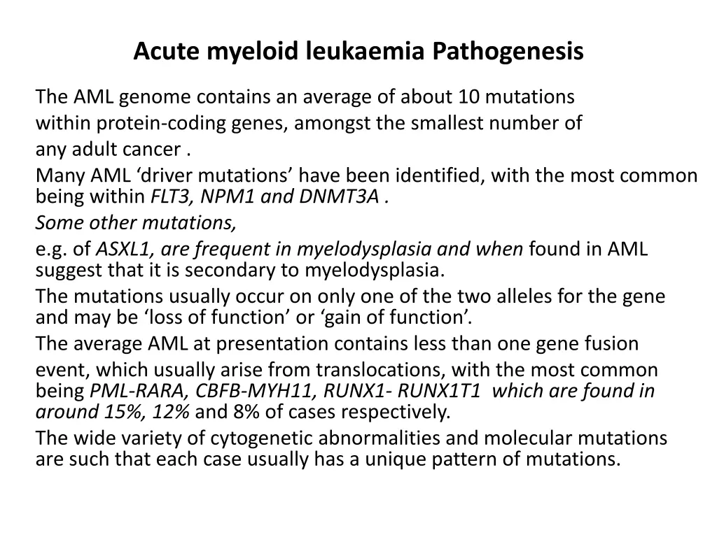 acute myeloid leukaemia pathogenesis