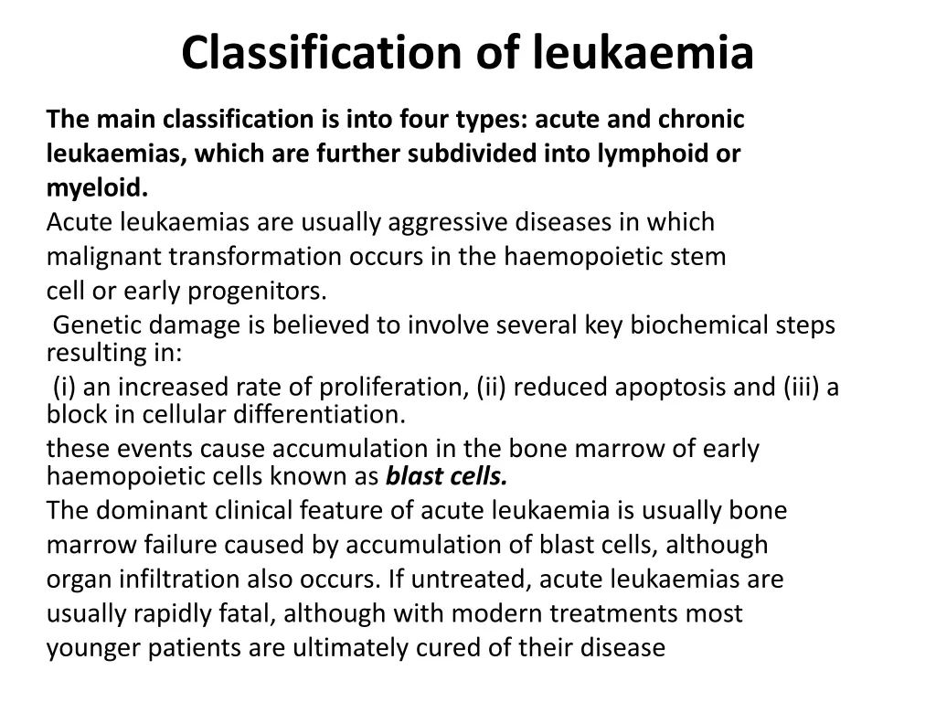classification of leukaemia