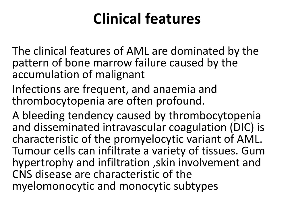 clinical features