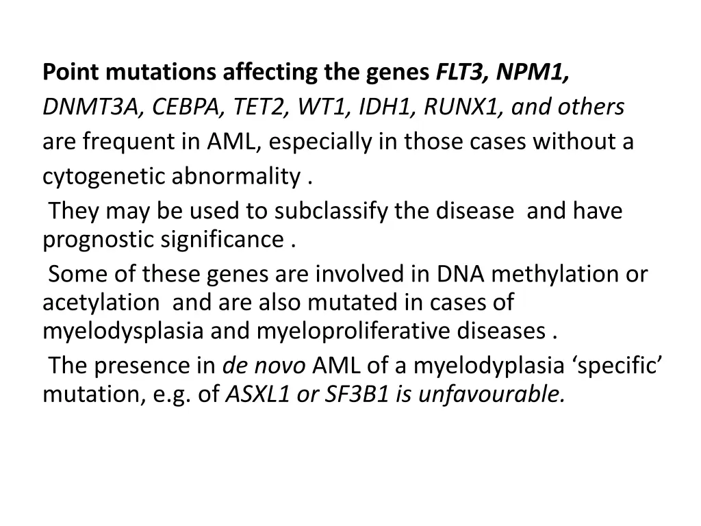 point mutations affecting the genes flt3 npm1