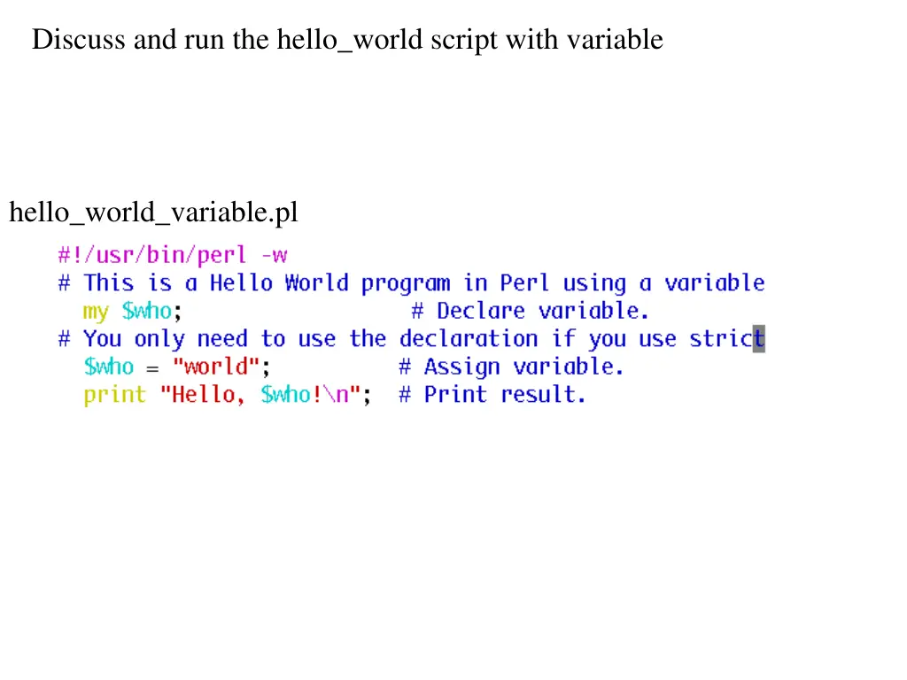 discuss and run the hello world script with