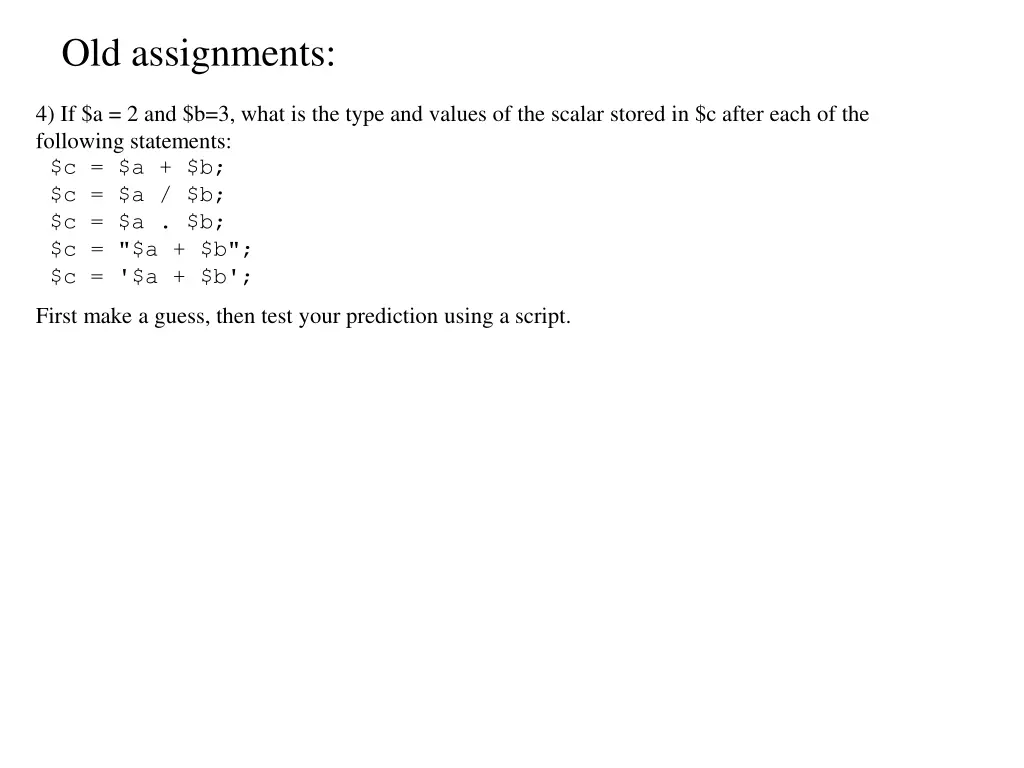 old assignments 1