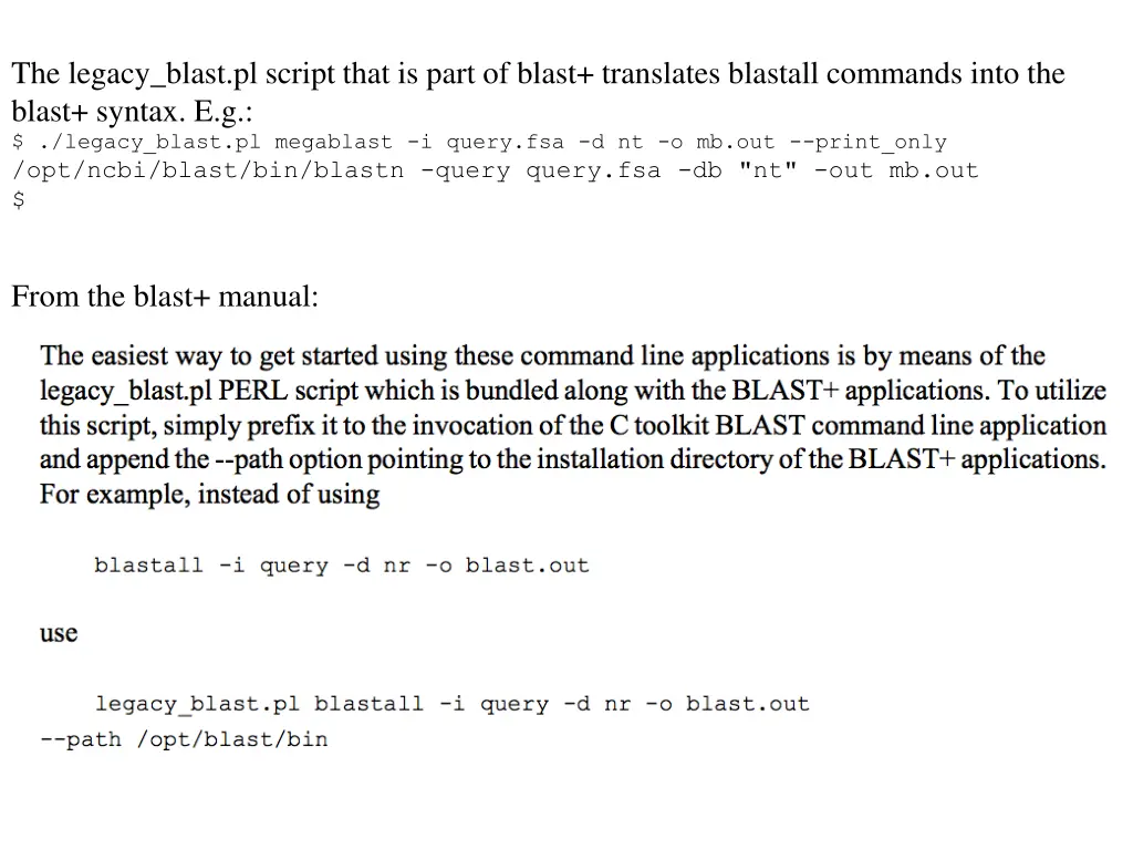 the legacy blast pl script that is part of blast