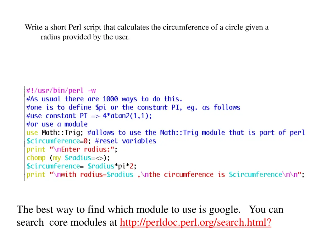write a short perl script that calculates 1