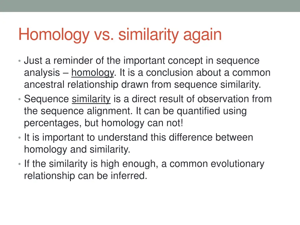 homology vs similarity again
