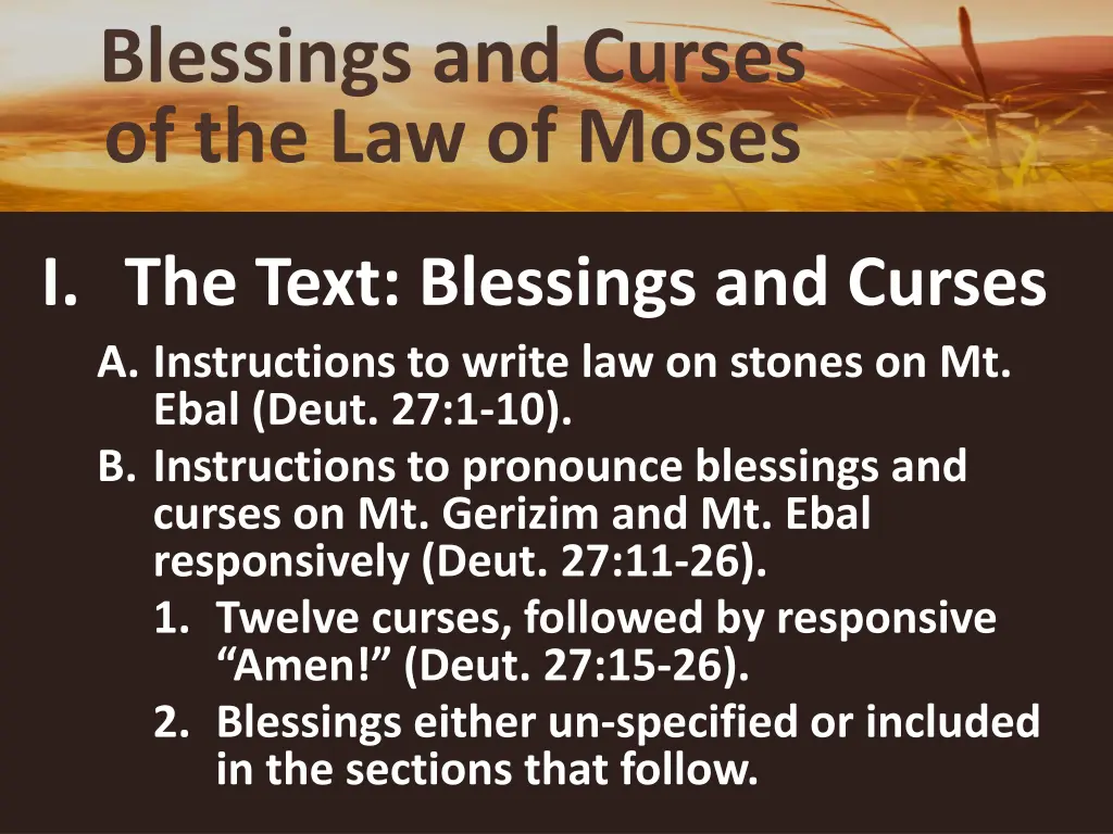 blessings and curses of the law of moses 1