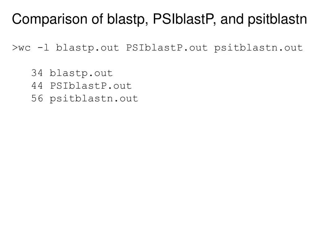 comparison of blastp psiblastp and psitblastn