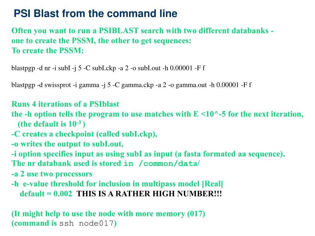 psi blast from the command line