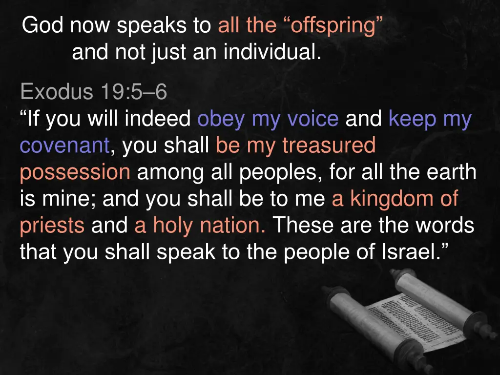 god now speaks to all the offspring and not just