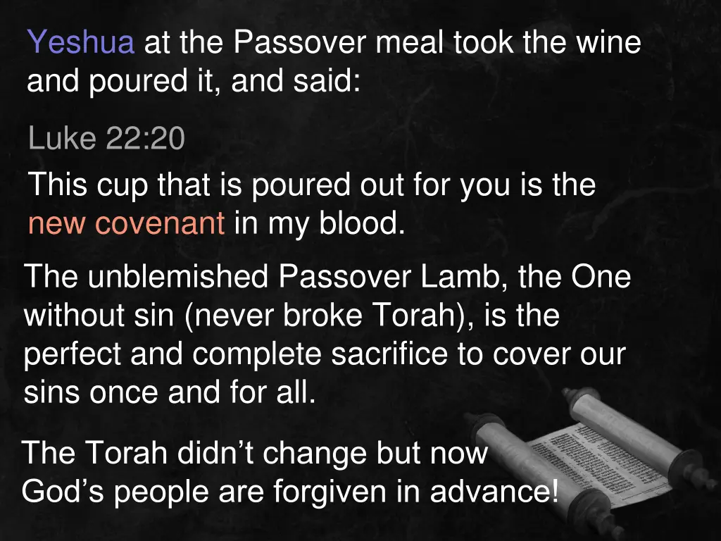yeshua at the passover meal took the wine