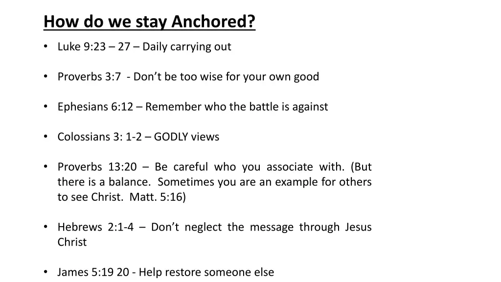 how do we stay anchored 1