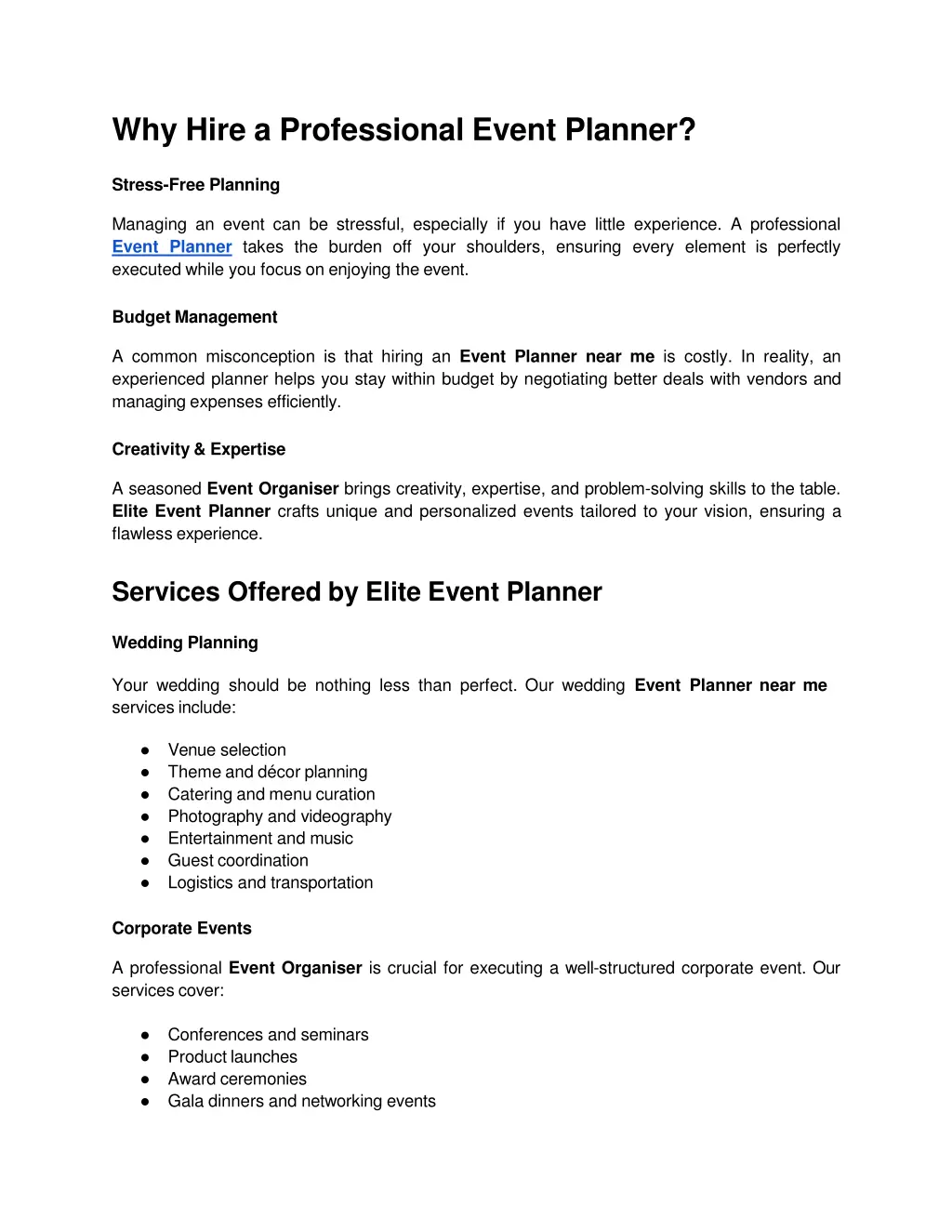 why hire a professional event planner