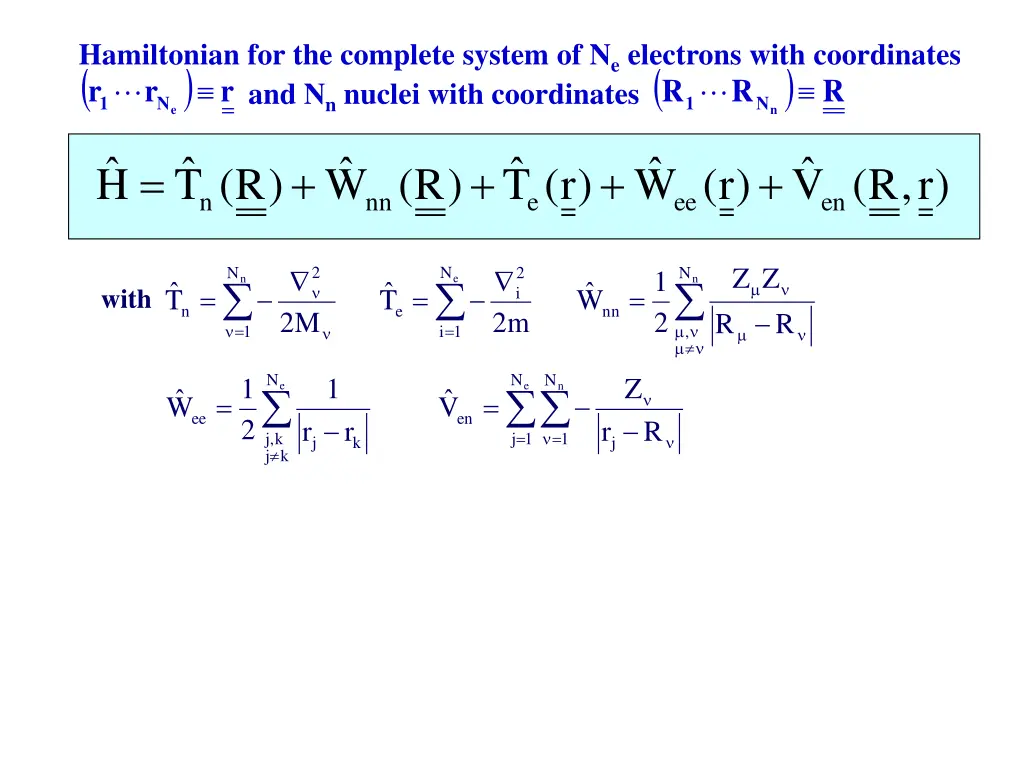 hamiltonian for the complete system