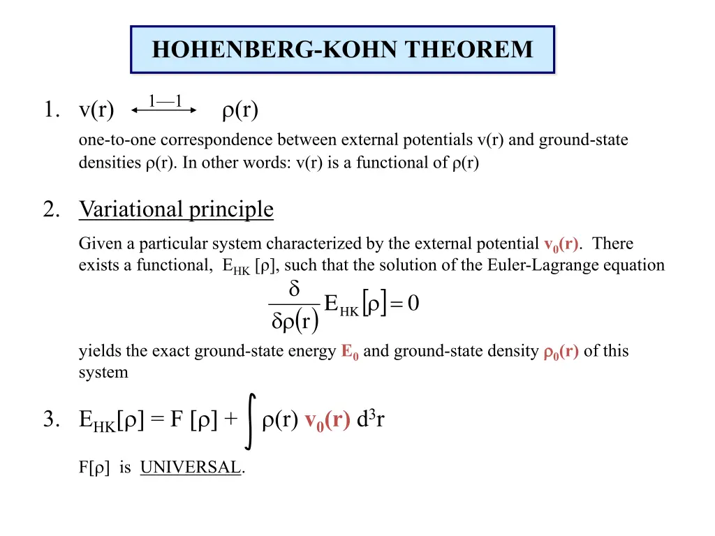 hohenberg kohn theorem