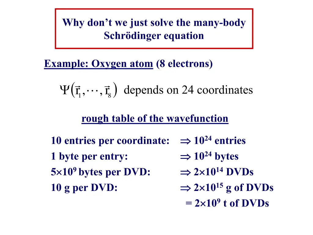 why don t we just solve the many body schr dinger