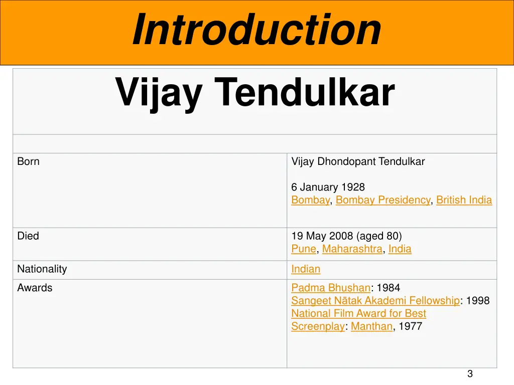 introduction vijay tendulkar