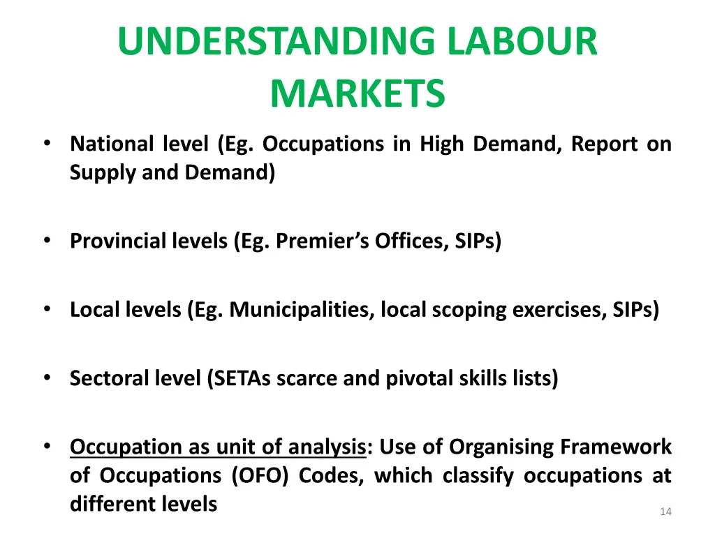 understanding labour markets national level