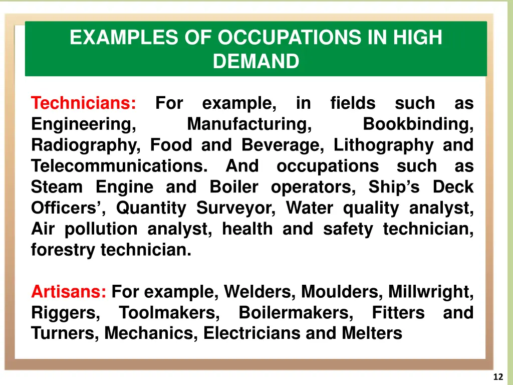 examples of occupations in high demand